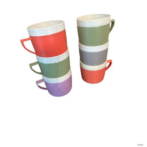 Vintage Sun frost therm-o-ware lot of 6 mugs colorful coffee tea mugs